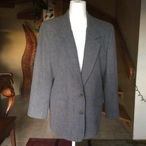 Vintage Alfred Dunner 100% Wool Gray Jacket Size 14 Made in USA